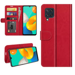 Per Samsung Galaxy M32 R64 Texture Custodia protettiva a vibrazione orizzontale singola con supporto e slot per schede e portafoglio e cornice per foto