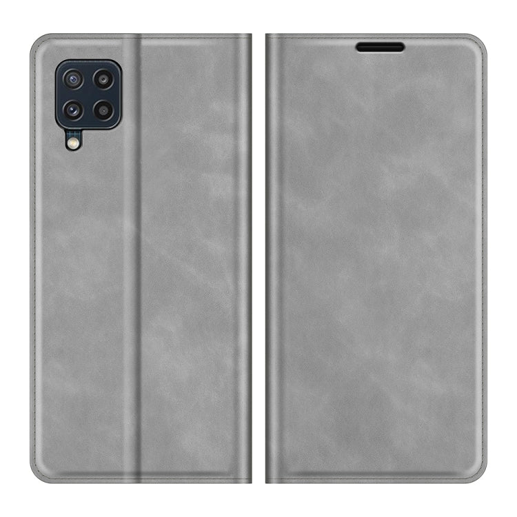 Per Samsung Galaxy M32 Custodia in pelle con ventosa magnetica per affari retro-pelle con supporto, slot per schede e portafoglio, For Galaxy M32