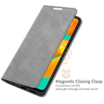 Per Samsung Galaxy M32 Custodia in pelle con ventosa magnetica per affari retro-pelle con supporto, slot per schede e portafoglio, For Galaxy M32
