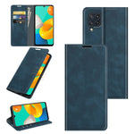 Per Samsung Galaxy M32 Custodia in pelle con ventosa magnetica per affari retro-pelle con supporto, slot per schede e portafoglio, For Galaxy M32