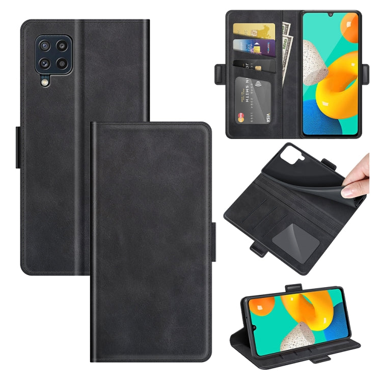 Per Samsung Galaxy M32 Custodia in pelle a vibrazione orizzontale con fibbia magnetica a doppio lato con supporto, slot per schede e portafoglio