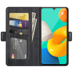 Per Samsung Galaxy M32 Custodia in pelle a vibrazione orizzontale con fibbia magnetica a doppio lato con supporto, slot per schede e portafoglio