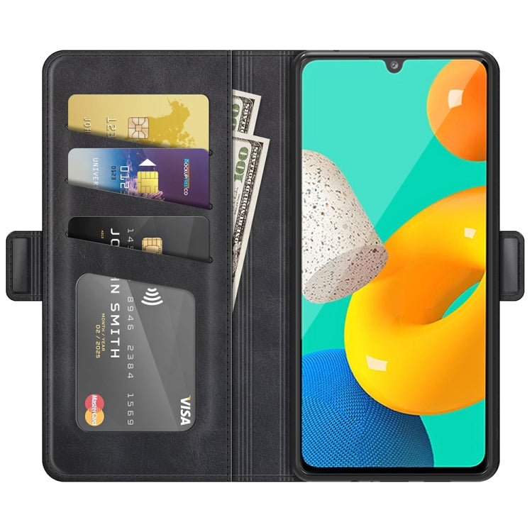 Per Samsung Galaxy M32 Custodia in pelle a vibrazione orizzontale con fibbia magnetica a doppio lato con supporto, slot per schede e portafoglio