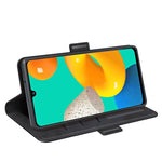 Per Samsung Galaxy M32 Custodia in pelle a vibrazione orizzontale con fibbia magnetica a doppio lato con supporto, slot per schede e portafoglio