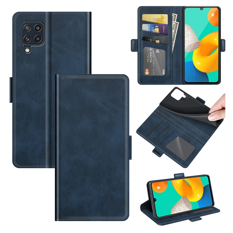 Per Samsung Galaxy M32 Custodia in pelle a vibrazione orizzontale con fibbia magnetica a doppio lato con supporto, slot per schede e portafoglio