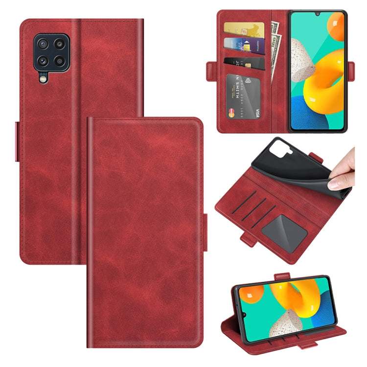Per Samsung Galaxy M32 Custodia in pelle a vibrazione orizzontale con fibbia magnetica a doppio lato con supporto, slot per schede e portafoglio