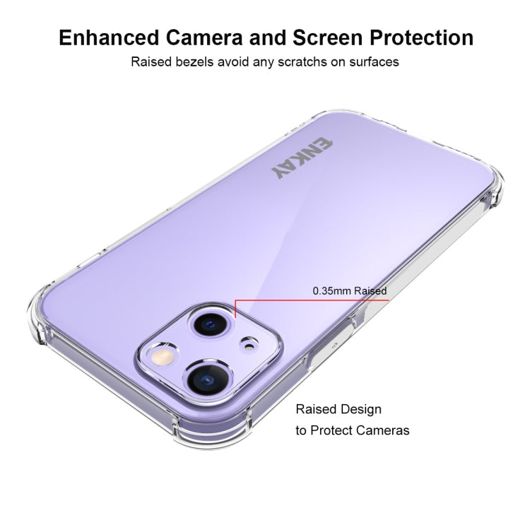 Hat-Prince ENKAY Custodia morbida antiurto in TPU trasparente Custodia protettiva anticaduta + Pellicola protettiva in vetro temperato a copertura totale, For iPhone 13 mini, For iPhone 13, For iPhone 13 Pro, For iPhone 13 Pro Max