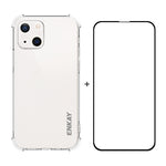 Hat-Prince ENKAY Custodia morbida antiurto in TPU trasparente Custodia protettiva anticaduta + Pellicola protettiva in vetro temperato a copertura totale, For iPhone 13 mini, For iPhone 13, For iPhone 13 Pro, For iPhone 13 Pro Max