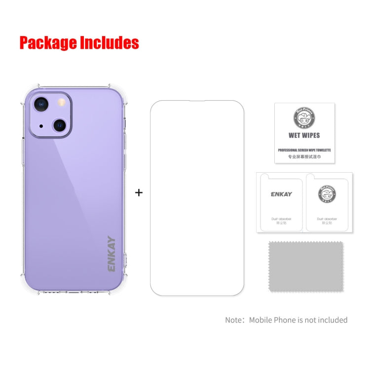 Hat-Prince ENKAY Custodia morbida antiurto in TPU trasparente Cover protettiva anticaduta + Pellicola protettiva in vetro temperato HD trasparente, For iPhone 13 mini, For iPhone 13, For iPhone 13 Pro, For iPhone 13 Pro Max