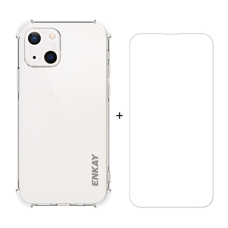 Hat-Prince ENKAY Custodia morbida antiurto in TPU trasparente Cover protettiva anticaduta + Pellicola protettiva in vetro temperato HD trasparente, For iPhone 13 mini, For iPhone 13, For iPhone 13 Pro, For iPhone 13 Pro Max