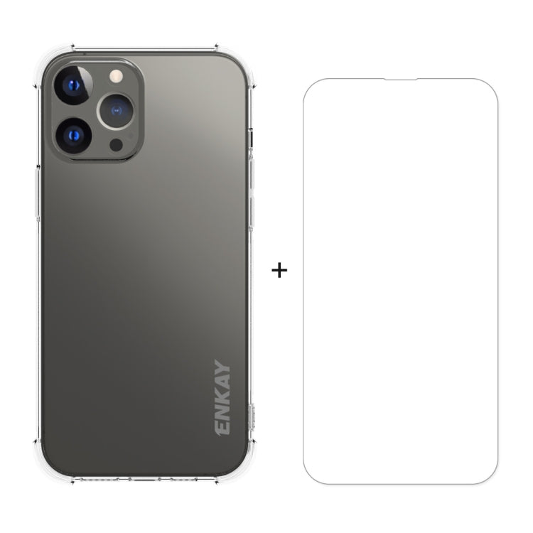Hat-Prince ENKAY Custodia morbida antiurto in TPU trasparente Cover protettiva anticaduta + Pellicola protettiva in vetro temperato HD trasparente, For iPhone 13 mini, For iPhone 13, For iPhone 13 Pro, For iPhone 13 Pro Max