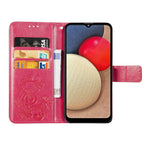 Custodia in pelle con protezione per telefono cellulare con fibbia in rilievo con chiusura a quattro foglie con cordino e slot per schede e portafoglio e funzione staffa, For Samsung Galaxy A03s 164mm, For Samsung Galaxy  A22 4G, For Samsung Galaxy A82...