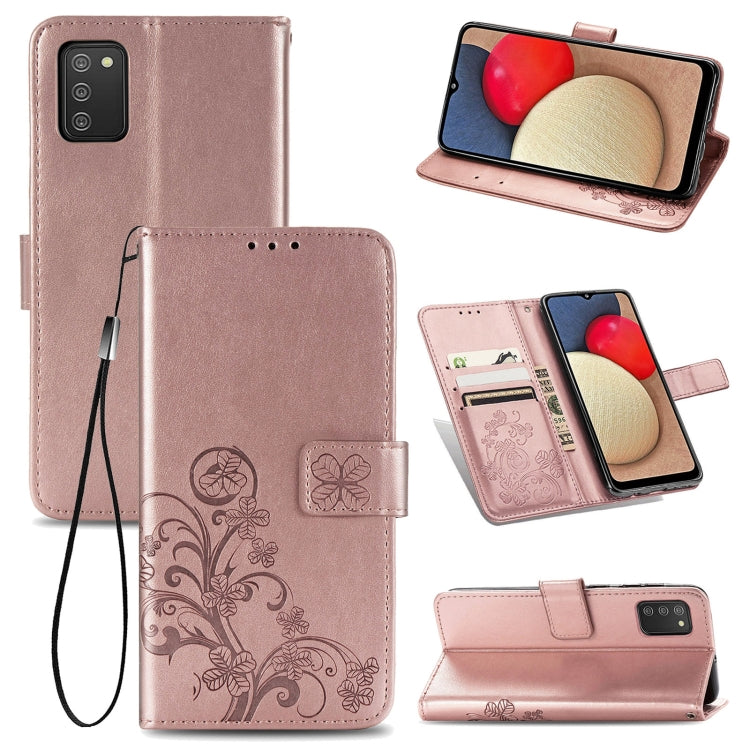 Custodia in pelle con protezione per telefono cellulare con fibbia in rilievo con chiusura a quattro foglie con cordino e slot per schede e portafoglio e funzione staffa, For Samsung Galaxy A03s 164mm, For Samsung Galaxy  A22 4G, For Samsung Galaxy A82...