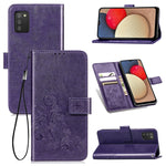 Custodia in pelle con protezione per telefono cellulare con fibbia in rilievo con chiusura a quattro foglie con cordino e slot per schede e portafoglio e funzione staffa, For Samsung Galaxy A03s 164mm, For Samsung Galaxy  A22 4G, For Samsung Galaxy A82...