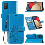 Custodia in pelle con protezione per telefono cellulare con fibbia in rilievo con chiusura a quattro foglie con cordino e slot per schede e portafoglio e funzione staffa, For Samsung Galaxy A03s 164mm, For Samsung Galaxy  A22 4G, For Samsung Galaxy A82...
