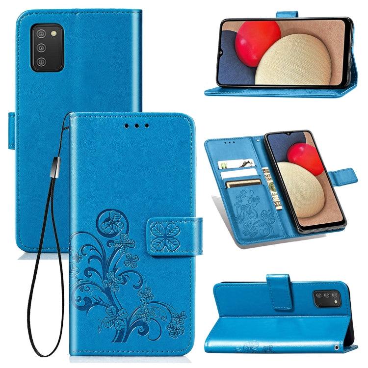 Custodia in pelle con protezione per telefono cellulare con fibbia in rilievo con chiusura a quattro foglie con cordino e slot per schede e portafoglio e funzione staffa, For Samsung Galaxy A03s 164mm, For Samsung Galaxy  A22 4G, For Samsung Galaxy A82...