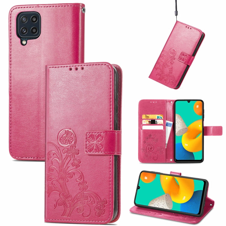 Custodia in pelle con protezione per telefono cellulare con fibbia in rilievo con chiusura a quattro foglie con cordino e slot per schede e portafoglio e funzione staffa, For Samsung Galaxy A03s 164mm, For Samsung Galaxy  A22 4G, For Samsung Galaxy A82...
