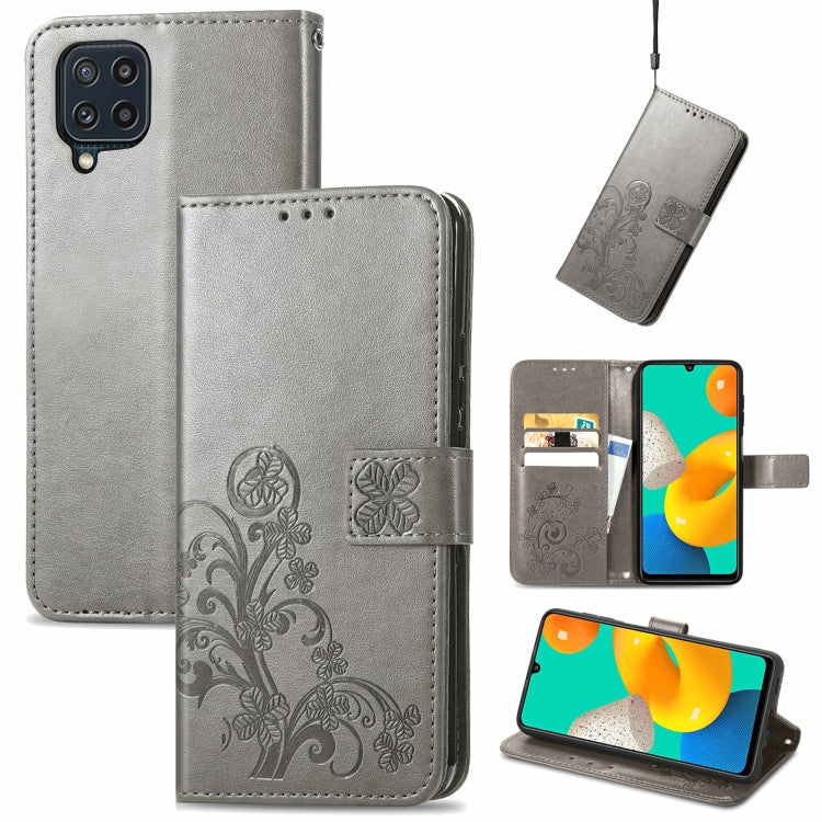 Custodia in pelle con protezione per telefono cellulare con fibbia in rilievo con chiusura a quattro foglie con cordino e slot per schede e portafoglio e funzione staffa, For Samsung Galaxy A03s 164mm, For Samsung Galaxy  A22 4G, For Samsung Galaxy A82...