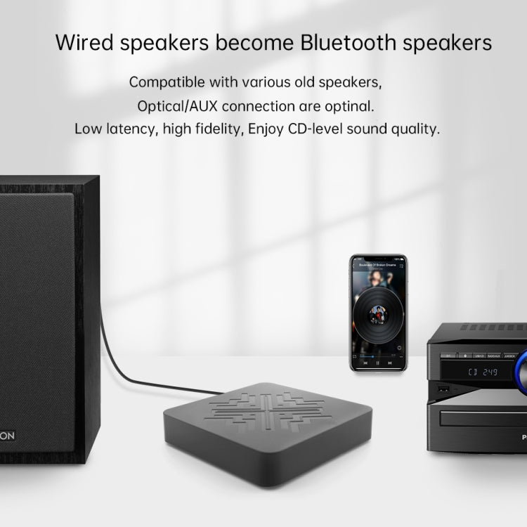 Q3 Ricevitore audio digitale Bluetooth wireless HiFi Supporto AUX 3,5 mm / Fibra ottica / Uscita USB, Q3