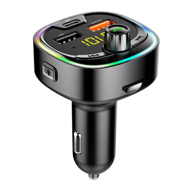 BT08D Trasmettitore FM Kit vivavoce per auto Lettore audio MP3 con QC3.0 + PD18W Caricatore rapido automatico 5A Modulatore FM, BT08D