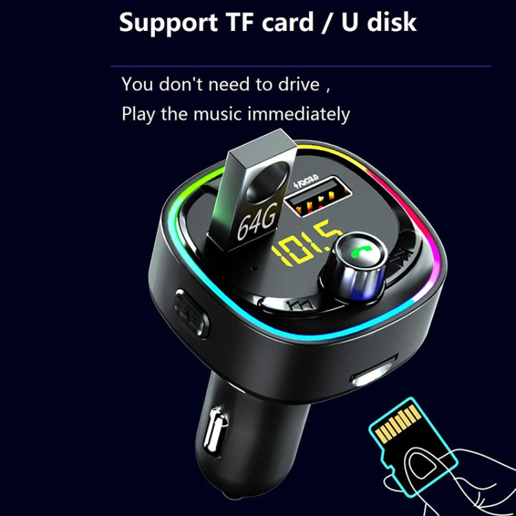 BT08D Trasmettitore FM Kit vivavoce per auto Lettore audio MP3 con QC3.0 + PD18W Caricatore rapido automatico 5A Modulatore FM, BT08D