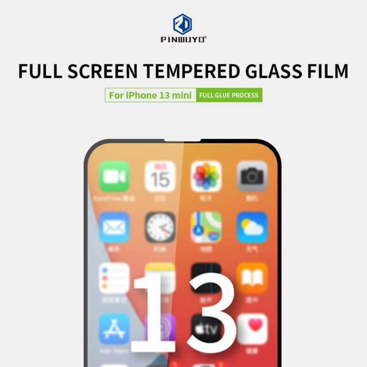 Pellicola in vetro temperato a schermo intero PINWUYO 9H 2.5D, For iPhone 13 mini, For iPhone 13 / 13 Pro, For iPhone 13 Pro Max