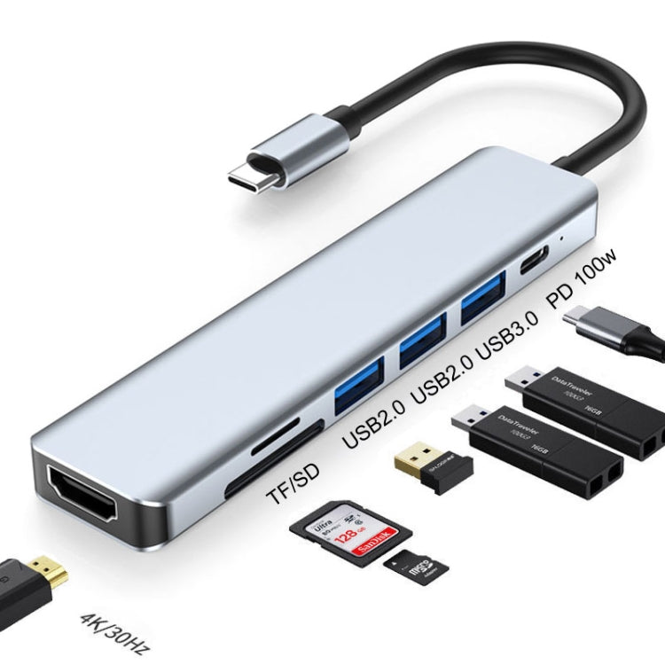 Docking station HUB 7 in 1 USB-C con HDMI 4K 30Hz