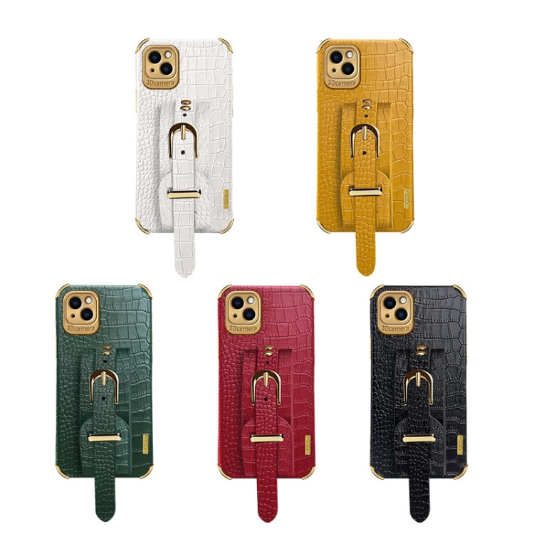Custodia in pelle con motivo coccodrillo in TPU elettrolitico con cinturino da polso, For iPhone 13 Pro Max, For iPhone 13 Pro, For iPhone 13, For iPhone 13 mini
