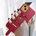 Custodia in pelle con motivo coccodrillo in TPU elettrolitico con cinturino da polso, For iPhone 13 Pro Max, For iPhone 13 Pro, For iPhone 13, For iPhone 13 mini