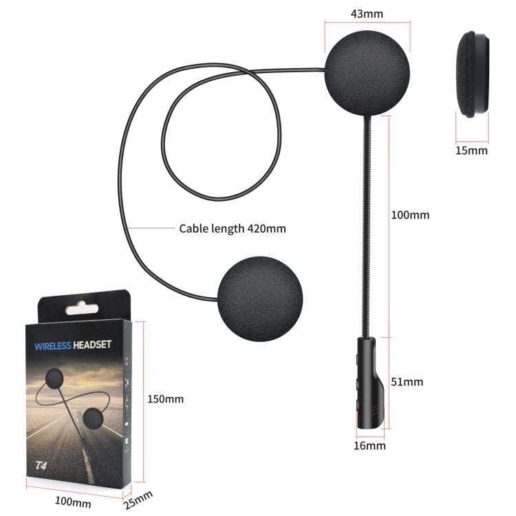 Cuffie Bluetooth per casco moto T4 BT 5.0 stereo