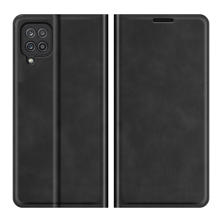 Per Samsung Galaxy F12 / M12 Custodia in pelle con ventosa magnetica da lavoro retro-skin con supporto e slot per carte e portafoglio, For Galaxy F12 / M12
