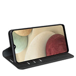 Per Samsung Galaxy F12 / M12 Custodia in pelle con ventosa magnetica da lavoro retro-skin con supporto e slot per carte e portafoglio, For Galaxy F12 / M12