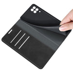 Per Samsung Galaxy F12 / M12 Custodia in pelle con ventosa magnetica da lavoro retro-skin con supporto e slot per carte e portafoglio, For Galaxy F12 / M12