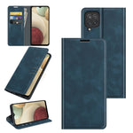Per Samsung Galaxy F12 / M12 Custodia in pelle con ventosa magnetica da lavoro retro-skin con supporto e slot per carte e portafoglio, For Galaxy F12 / M12