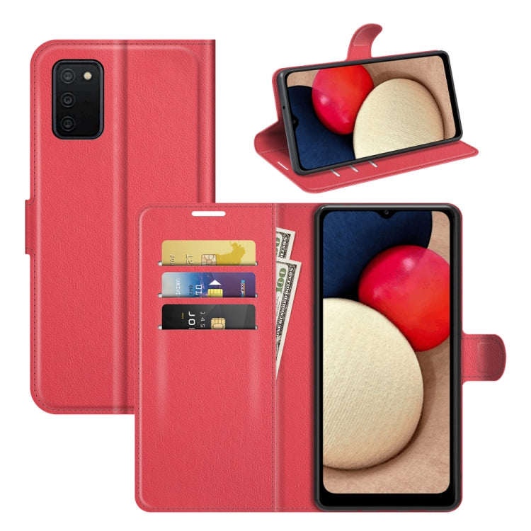 Per Samsung Galaxy A03s Litchi Texture Custodia protettiva a vibrazione orizzontale con supporto e slot per schede e portafoglio, For Galaxy A03s 166mm