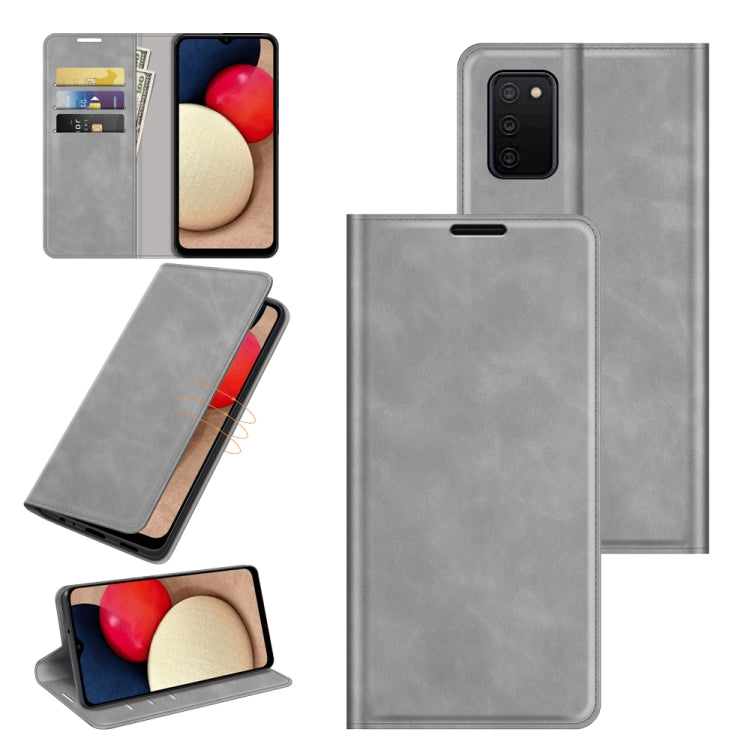 Per Samsung Galaxy A03s Custodia in pelle con ventosa magnetica per affari retro-pelle con supporto, slot per carte e portafoglio, For Galaxy A03s 164mm