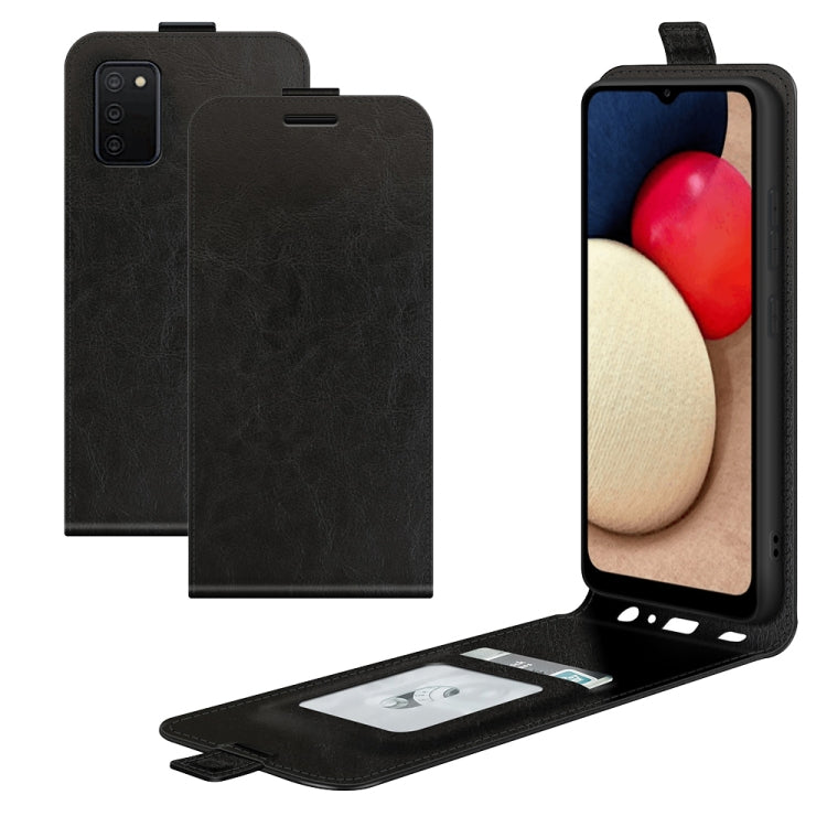 Per Samsung Galaxy A03s R64 Texture Custodia protettiva in pelle a vibrazione verticale singola con slot per schede e cornice per foto, For Galaxy A03s 166mm