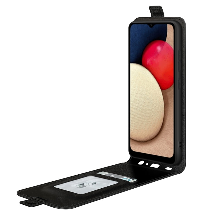 Per Samsung Galaxy A03s R64 Texture Custodia protettiva in pelle a vibrazione verticale singola con slot per schede e cornice per foto, For Galaxy A03s 166mm