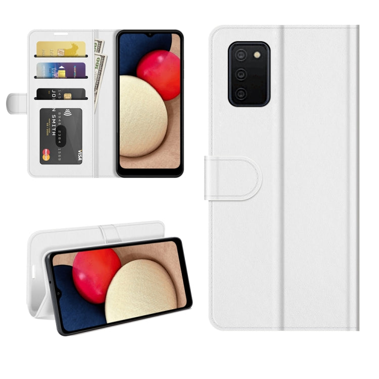 Per Samsung Galaxy A03S R64 Texture Custodia protettiva a vibrazione orizzontale singola con supporto e slot per schede e portafoglio e cornice per foto, For Samsung Galaxy A03s 164mm