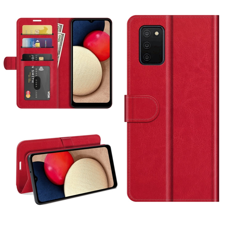 Per Samsung Galaxy A03S R64 Texture Custodia protettiva a vibrazione orizzontale singola con supporto e slot per schede e portafoglio e cornice per foto, For Samsung Galaxy A03s 164mm