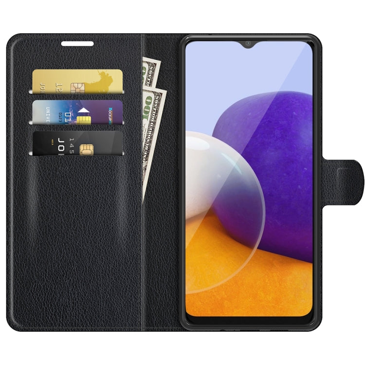 Per Samsung Galaxy A22 5G Litchi Texture Custodia protettiva a vibrazione orizzontale con supporto e slot per schede e portafoglio, For Galaxy A22 5G