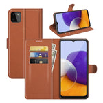 Per Samsung Galaxy A22 5G Litchi Texture Custodia protettiva a vibrazione orizzontale con supporto e slot per schede e portafoglio, For Galaxy A22 5G