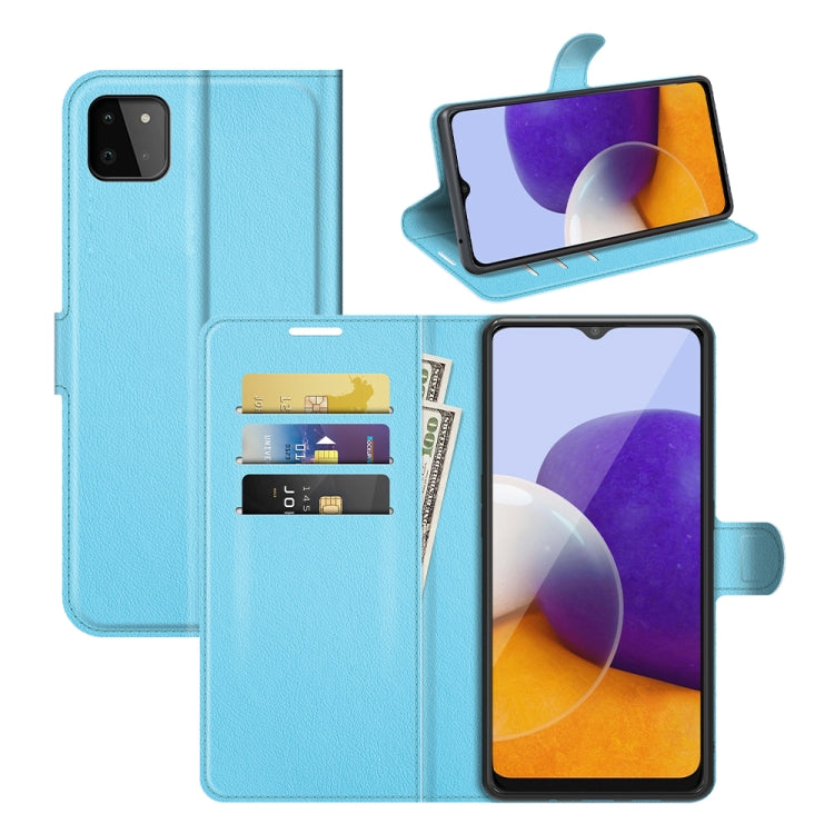 Per Samsung Galaxy A22 5G Litchi Texture Custodia protettiva a vibrazione orizzontale con supporto e slot per schede e portafoglio, For Galaxy A22 5G