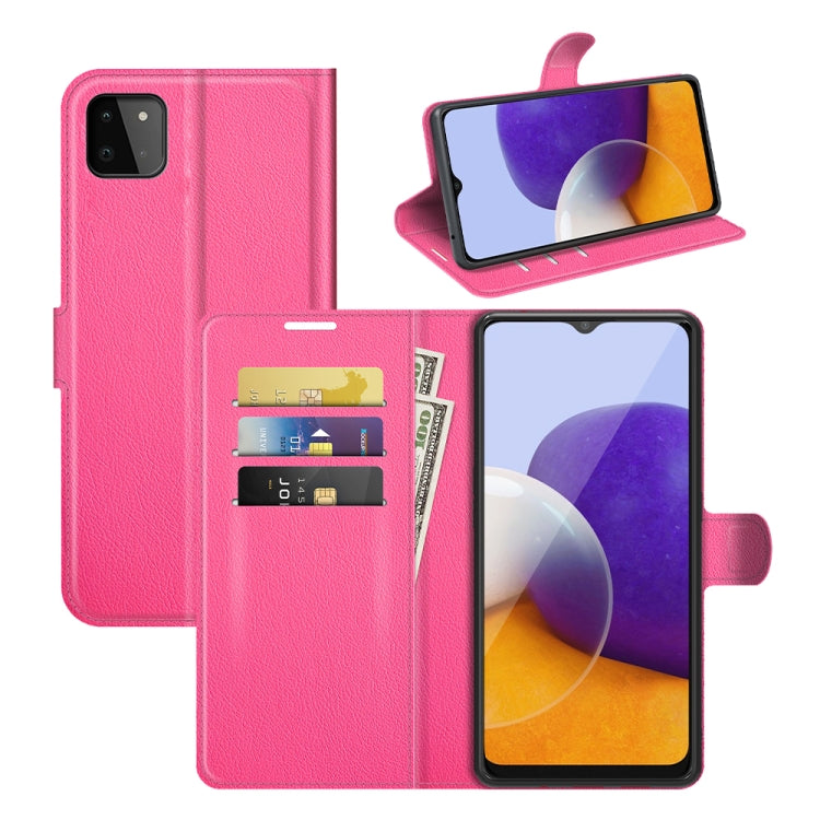 Per Samsung Galaxy A22 5G Litchi Texture Custodia protettiva a vibrazione orizzontale con supporto e slot per schede e portafoglio, For Galaxy A22 5G