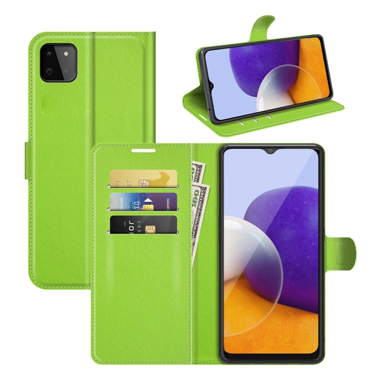 Per Samsung Galaxy A22 5G Litchi Texture Custodia protettiva a vibrazione orizzontale con supporto e slot per schede e portafoglio, For Galaxy A22 5G