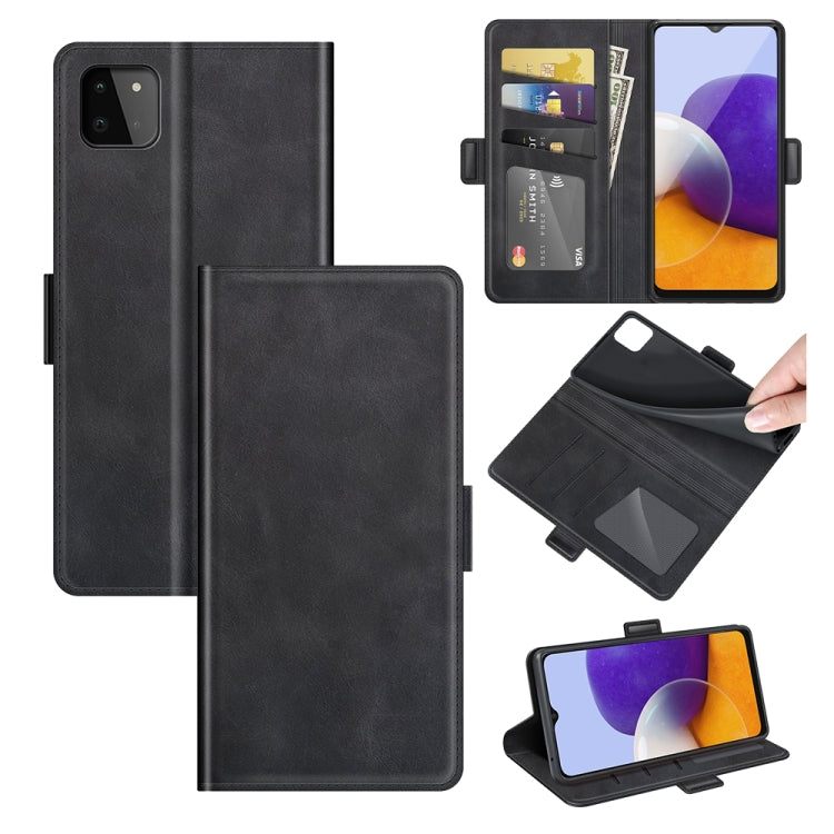 Per Samsung Galaxy A22 5G Custodia in pelle a vibrazione orizzontale con fibbia magnetica a doppio lato con supporto e slot per carte e portafoglio