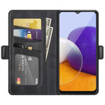 Per Samsung Galaxy A22 5G Custodia in pelle a vibrazione orizzontale con fibbia magnetica a doppio lato con supporto e slot per carte e portafoglio