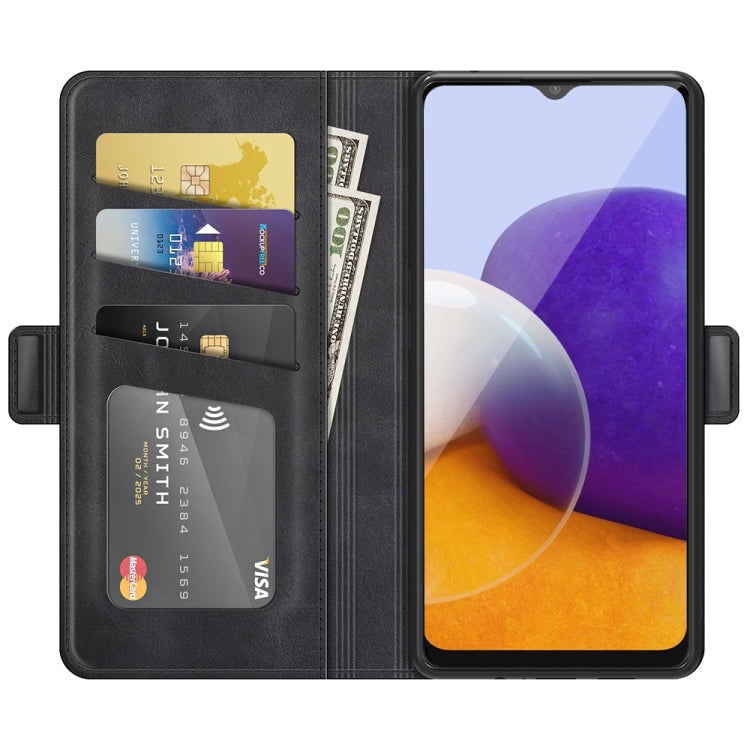 Per Samsung Galaxy A22 5G Custodia in pelle a vibrazione orizzontale con fibbia magnetica a doppio lato con supporto e slot per carte e portafoglio