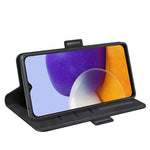 Per Samsung Galaxy A22 5G Custodia in pelle a vibrazione orizzontale con fibbia magnetica a doppio lato con supporto e slot per carte e portafoglio