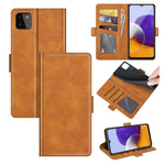 Per Samsung Galaxy A22 5G Custodia in pelle a vibrazione orizzontale con fibbia magnetica a doppio lato con supporto e slot per carte e portafoglio